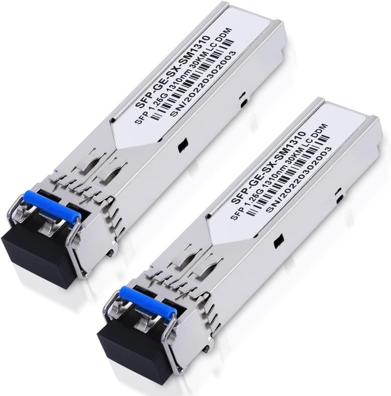 GESD 2 Pack Gigabit SFP Module 1310nm-SMF 1000Base-LX for Cisco GLC-LH-SMD,Ubiquiti UniFi,Meraki MA-SFP-1GB-LX10,Intel,Fortinet,Mikrotik,Netgear,TP+D-Link TL-SM311LS Transceiver Up to 20 km - Image 1